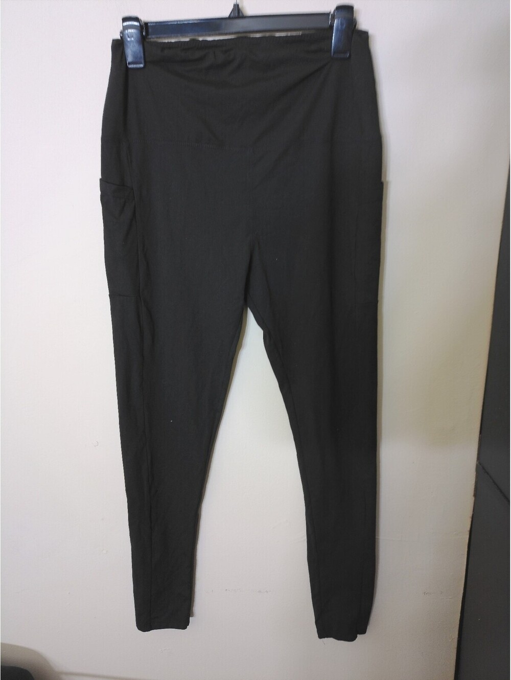 Womens High Waist Leggings XL Black Yoga Pants with Side Pockets Athletic